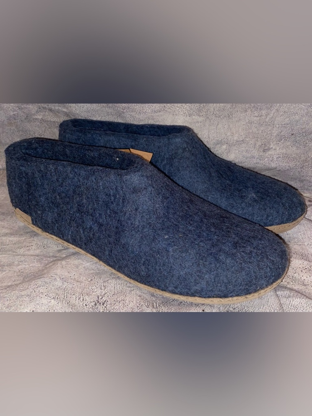 NWT Glerups Felt Wool Slip On Slippers House Shoes Leather Suede Sole 45 12 Comf